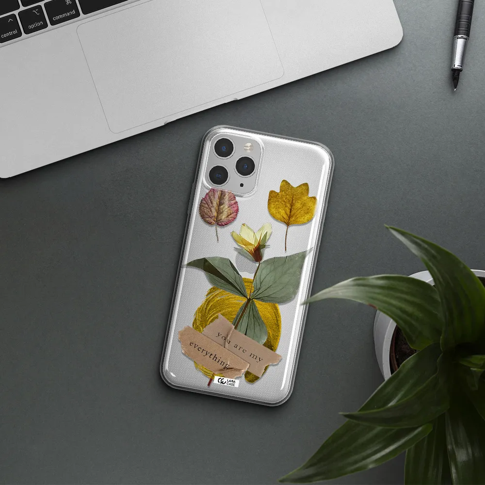 A Flower With Leaves And A Box Apple Iphone 11 Pro Max Clear Tpu Case