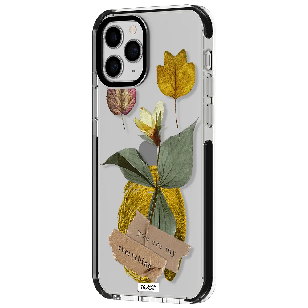 a flower with leaves and a box Apple iPhone 11 pro max impact black border Case