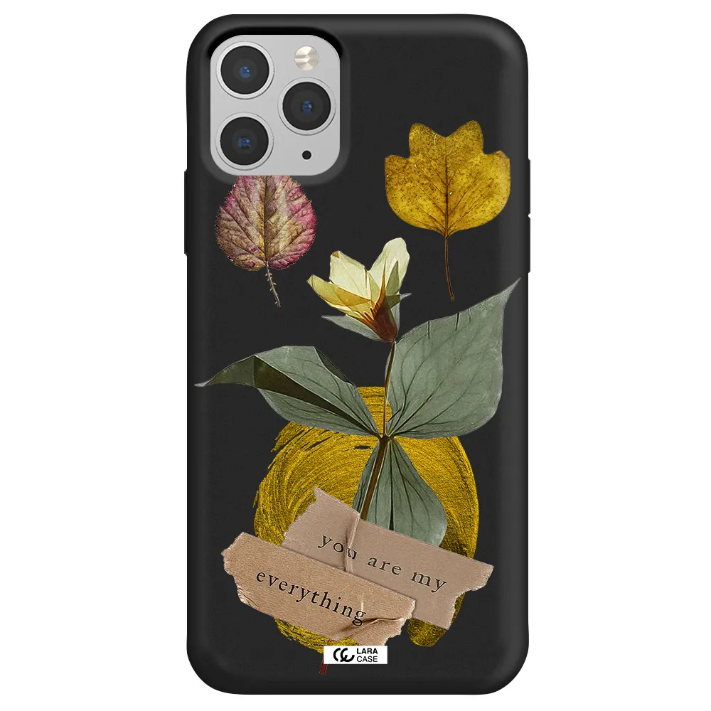 a flower with leaves and a box Apple iPhone 11 pro max Silicone black Case