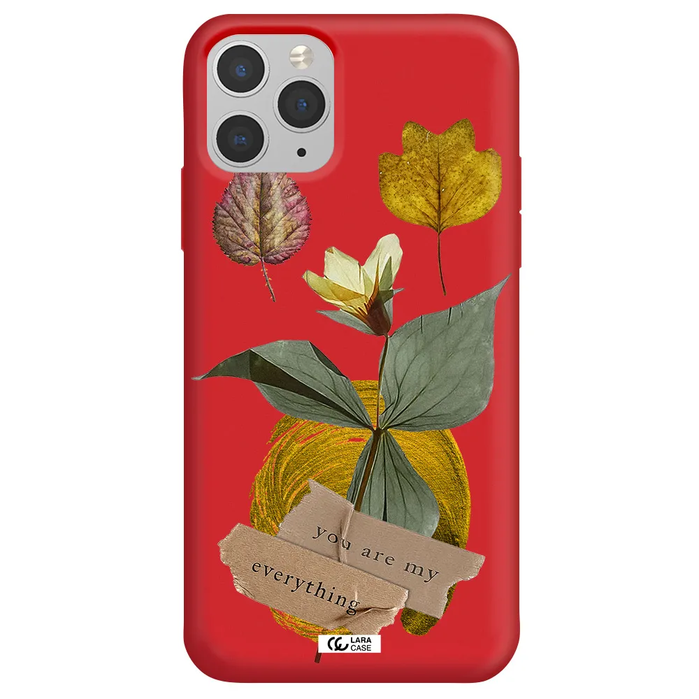 a flower with leaves and a box Apple iPhone 11 pro max Silicone Imperial Red Case