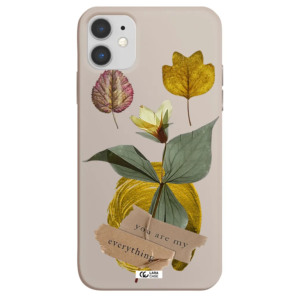 a flower with leaves and a box Apple iPhone 11 Silicone Stone Case