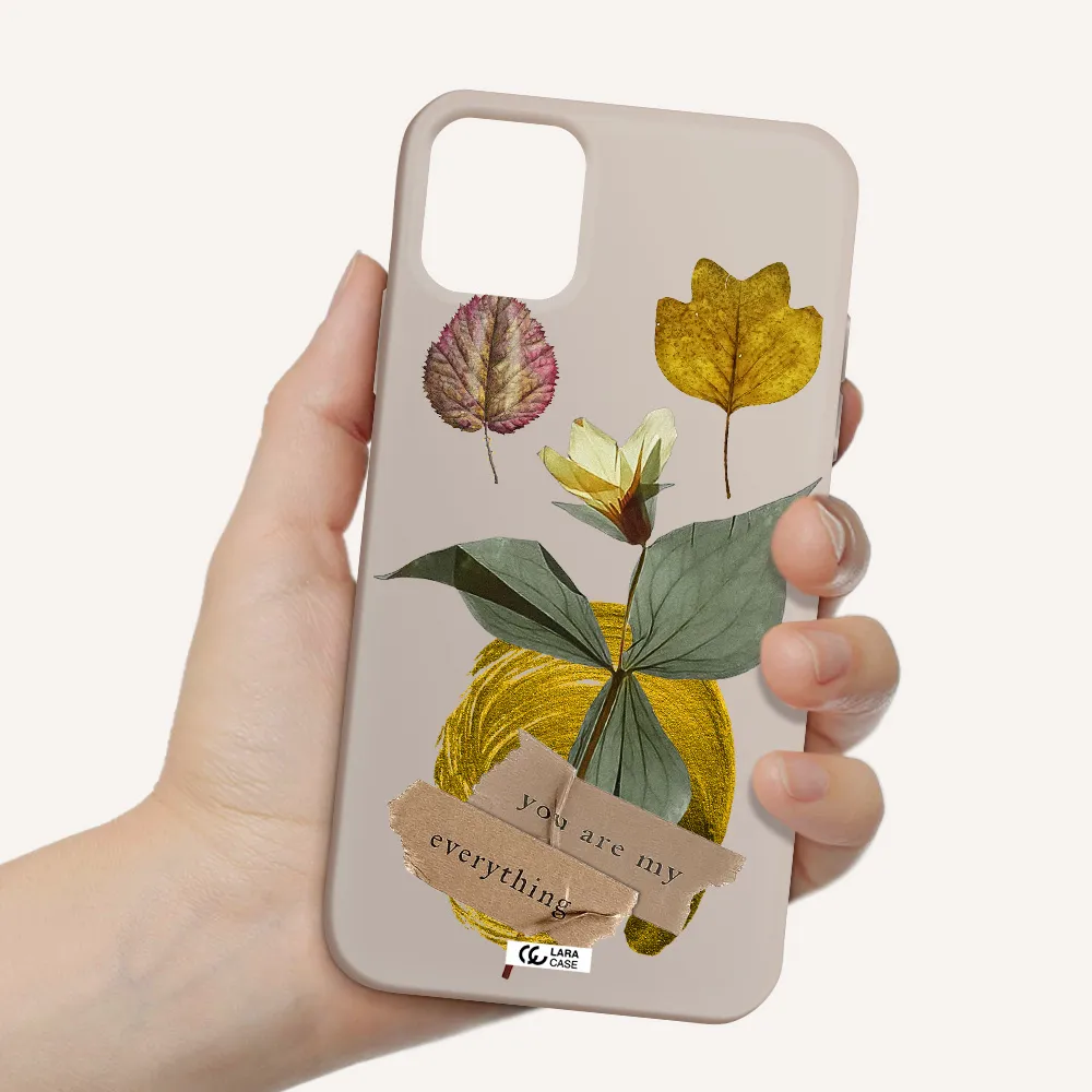 a flower with leaves and a box Apple iPhone 11 Silicone Stone Case