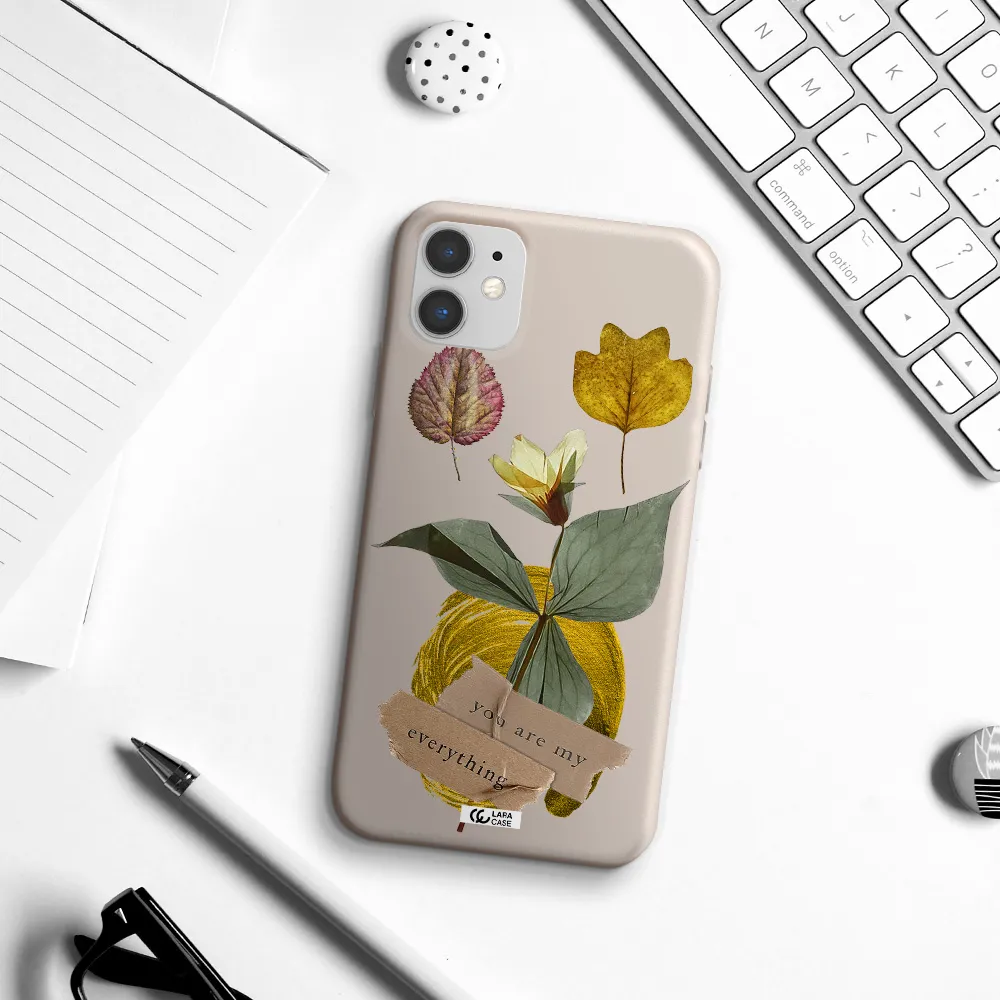 a flower with leaves and a box Apple iPhone 11 Silicone Stone Case