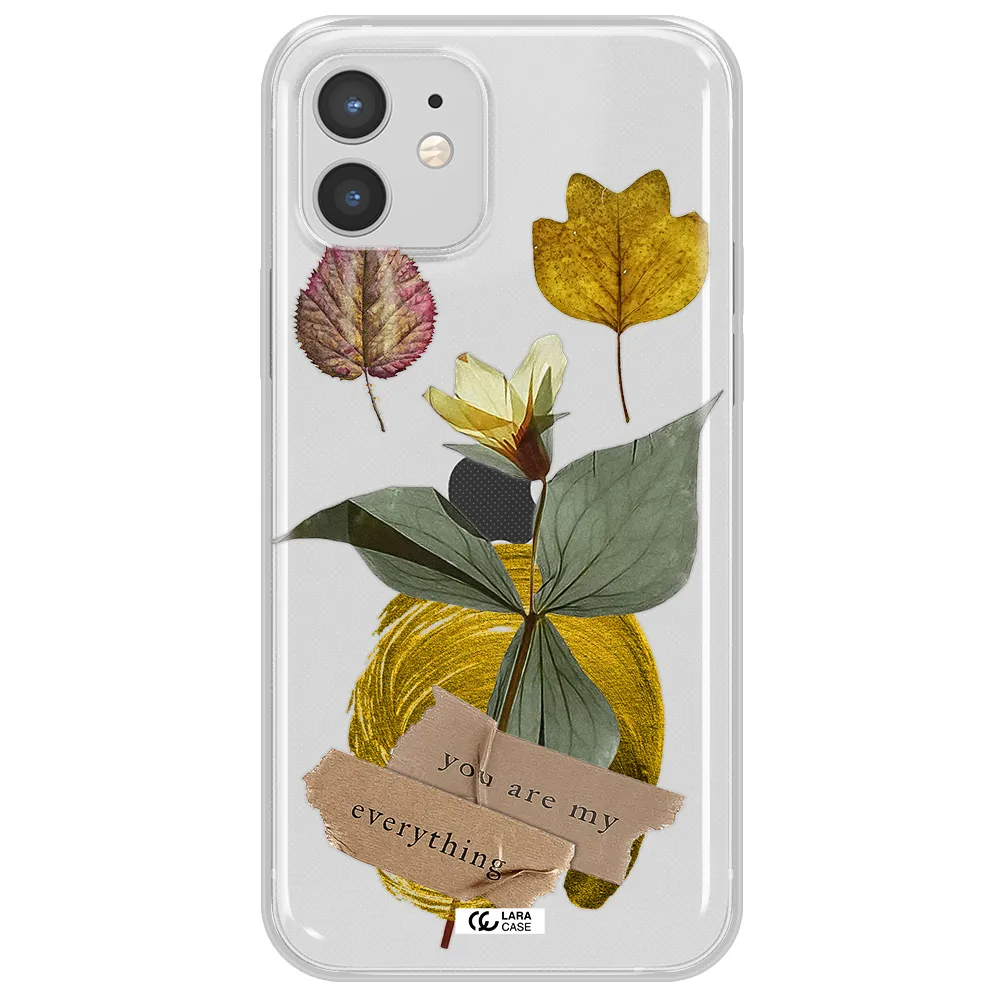 A Flower With Leaves And A Box Apple Iphone 12 Clear Tpu Case