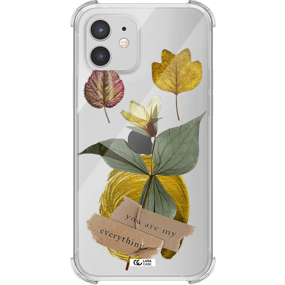 a flower with leaves and a box Apple iPhone 12 mini Clear PC Case
