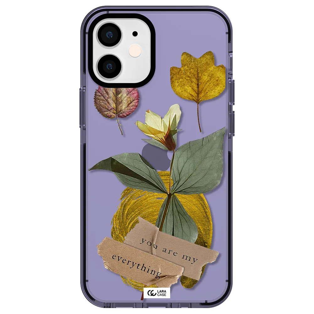 a flower with leaves and a box Apple iPhone 12 mini impact Lilac Case