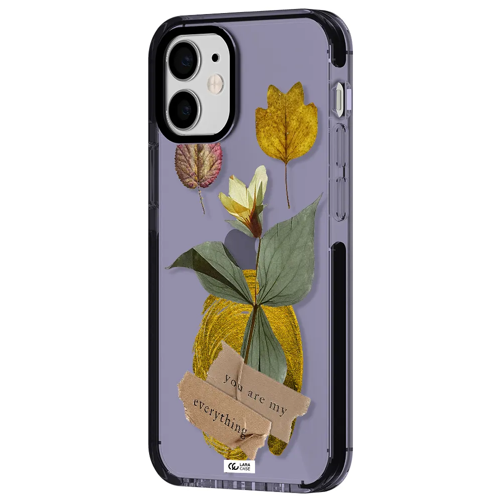 a flower with leaves and a box Apple iPhone 12 mini impact Lilac Case