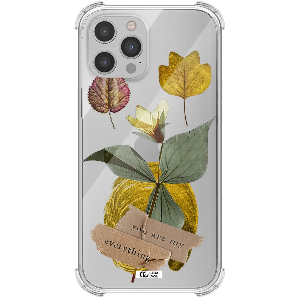 a flower with leaves and a box Apple iPhone 12 pro Clear PC Case