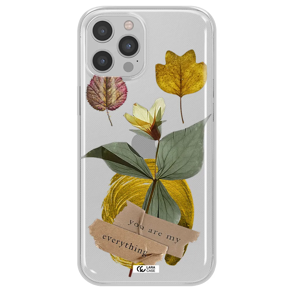 A Flower With Leaves And A Box Apple Iphone 12 Pro Clear Tpu Case