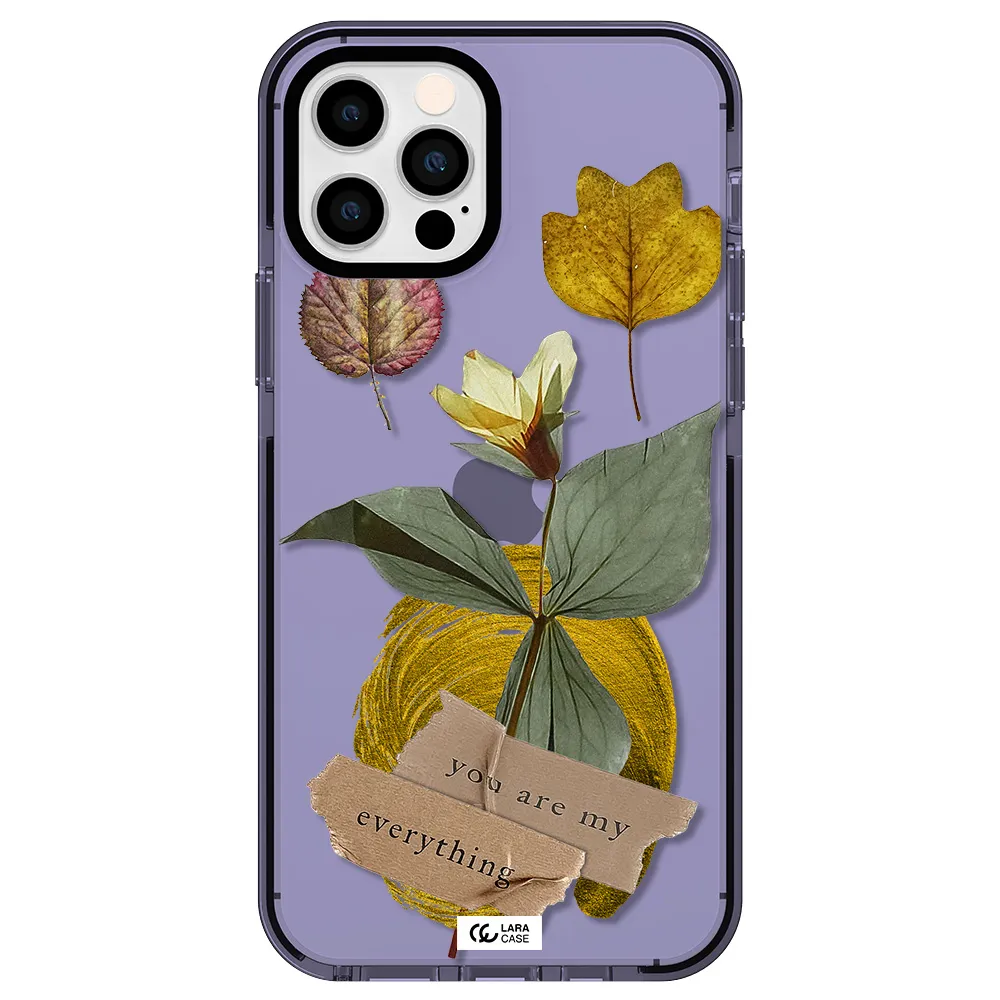 a flower with leaves and a box Apple iPhone 12 pro impact Lilac Case
