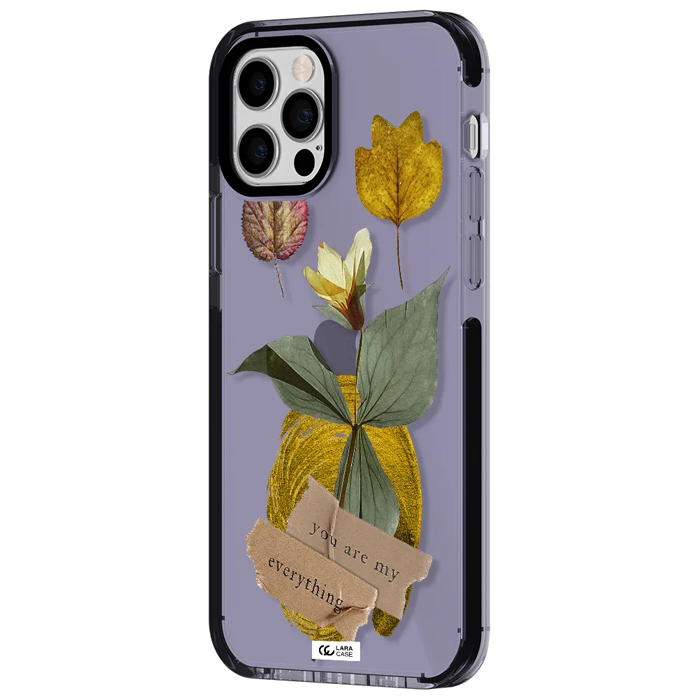 a flower with leaves and a box Apple iPhone 12 pro impact Lilac Case