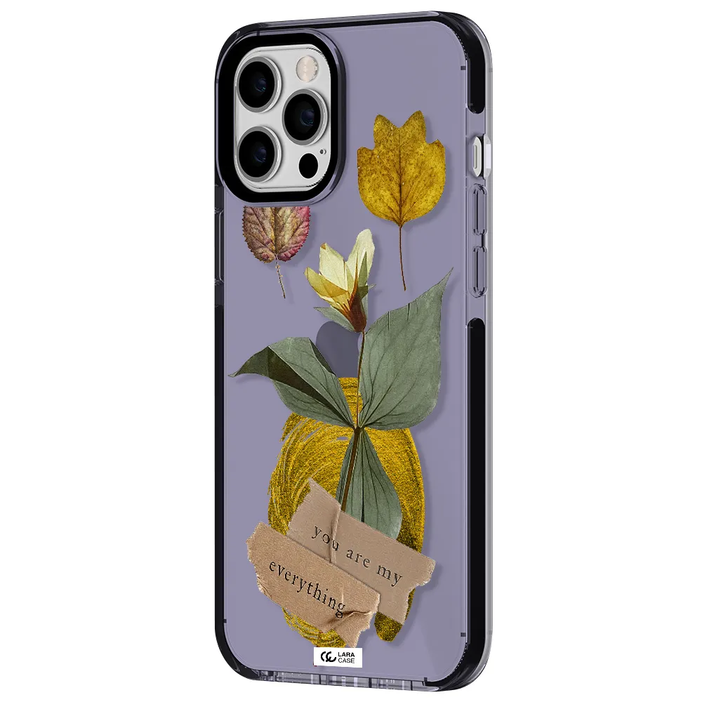 a flower with leaves and a box Apple iPhone 12 pro max impact Lilac Case