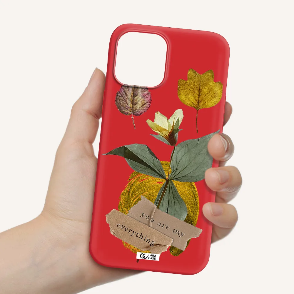 a flower with leaves and a box Apple iPhone 12 pro max Silicone Imperial Red Case