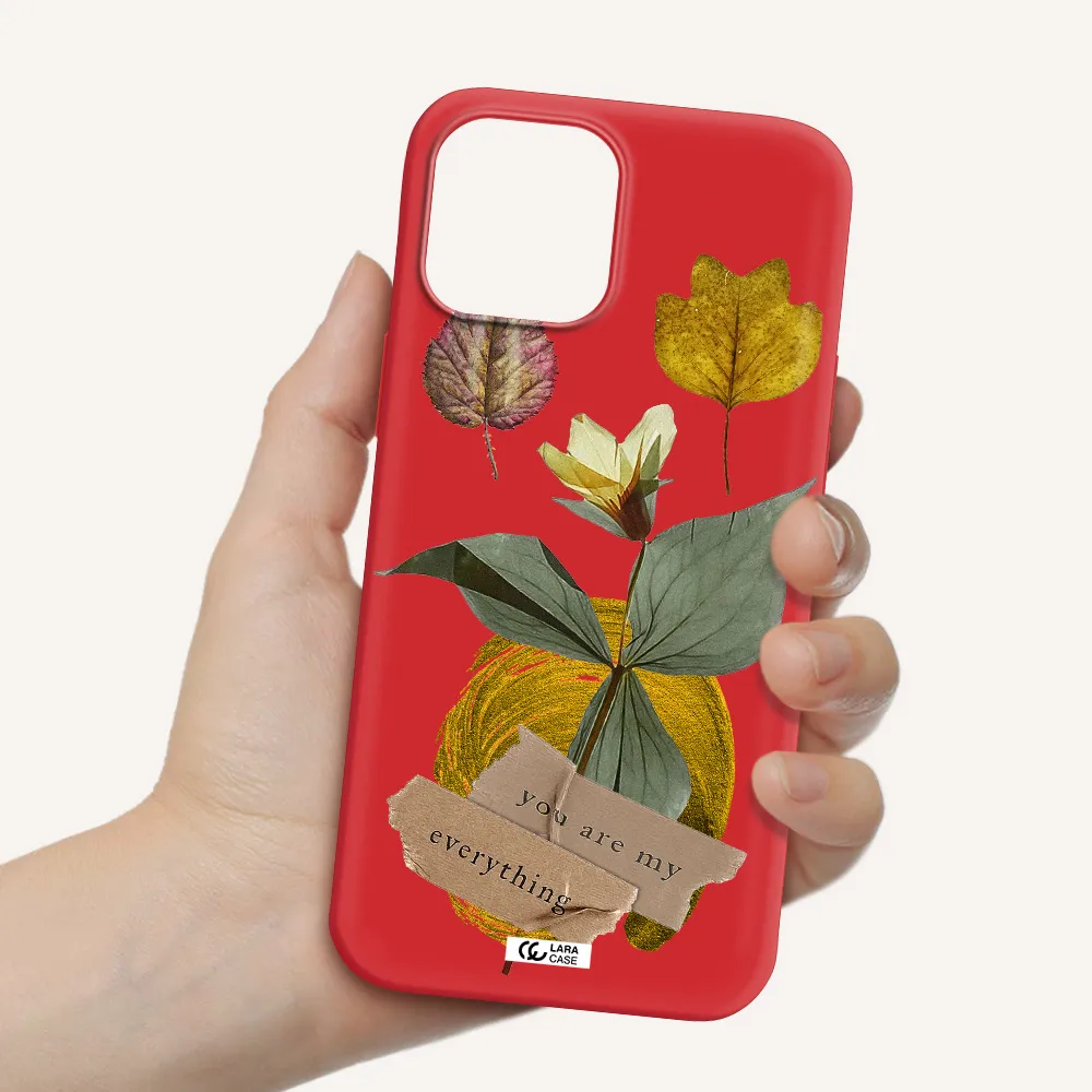 a flower with leaves and a box Apple iPhone 12 pro Silicone Imperial Red Case