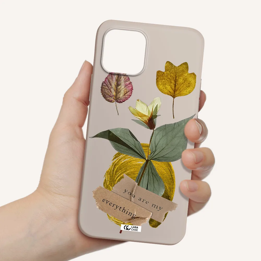 a flower with leaves and a box Apple iPhone 12 Silicone Stone Case