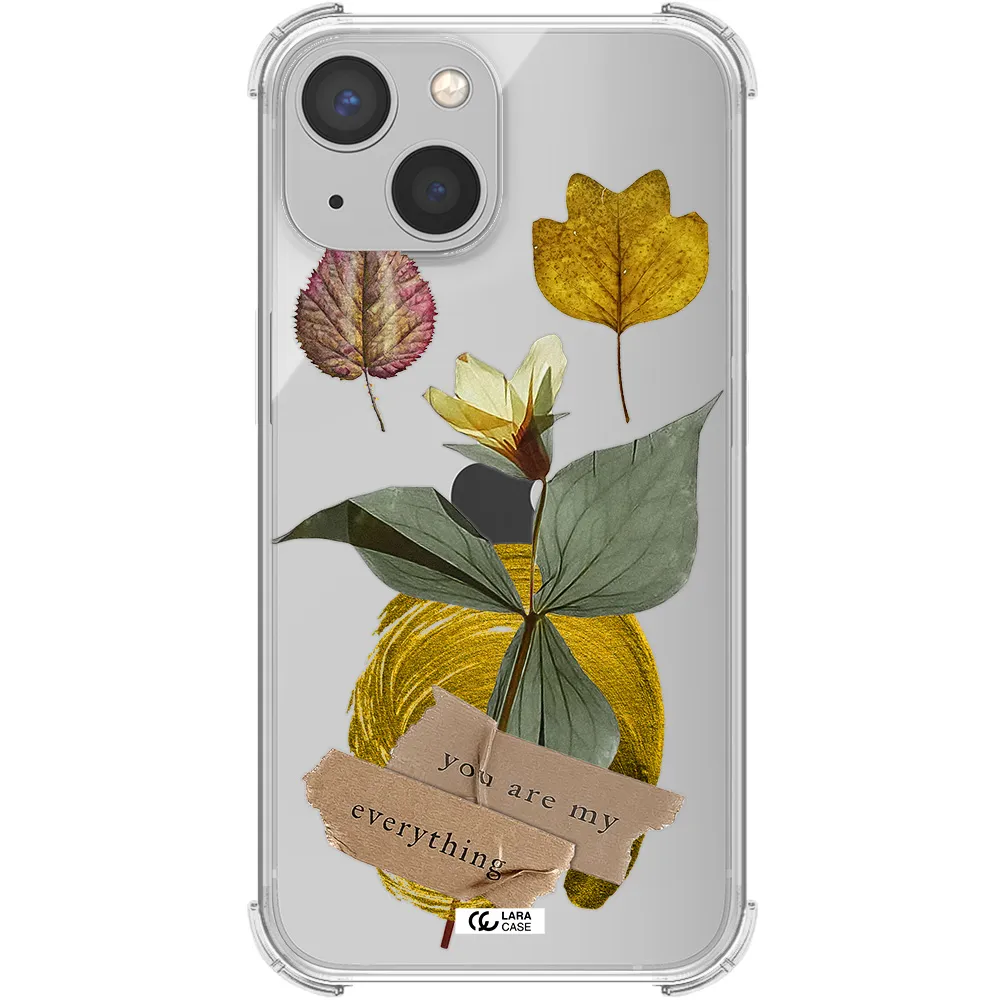 a flower with leaves and a box Apple iPhone 13 Clear PC Case