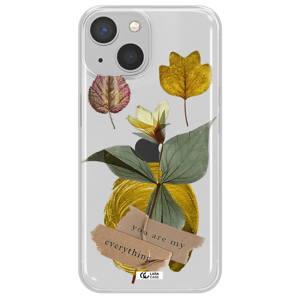 A Flower With Leaves And A Box Apple Iphone 13 Clear Tpu Case