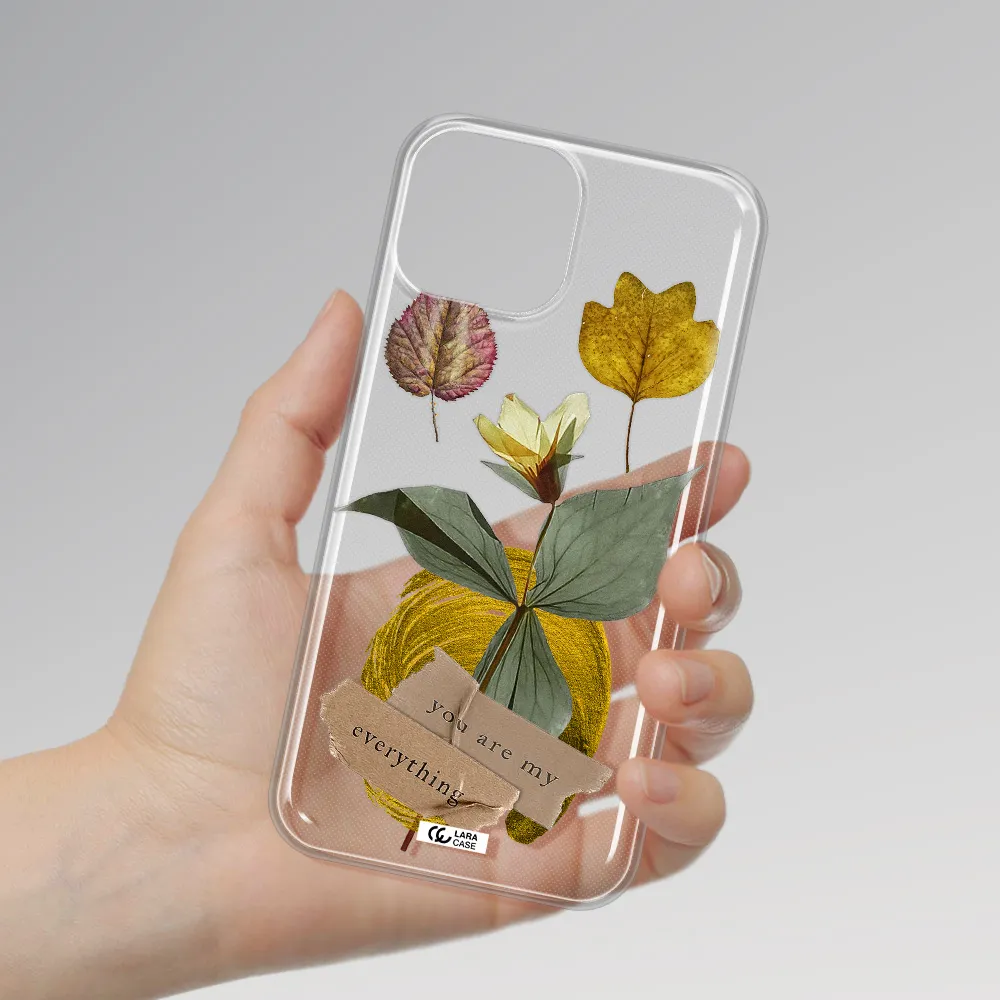 A Flower With Leaves And A Box Apple Iphone 13 Clear Tpu Case