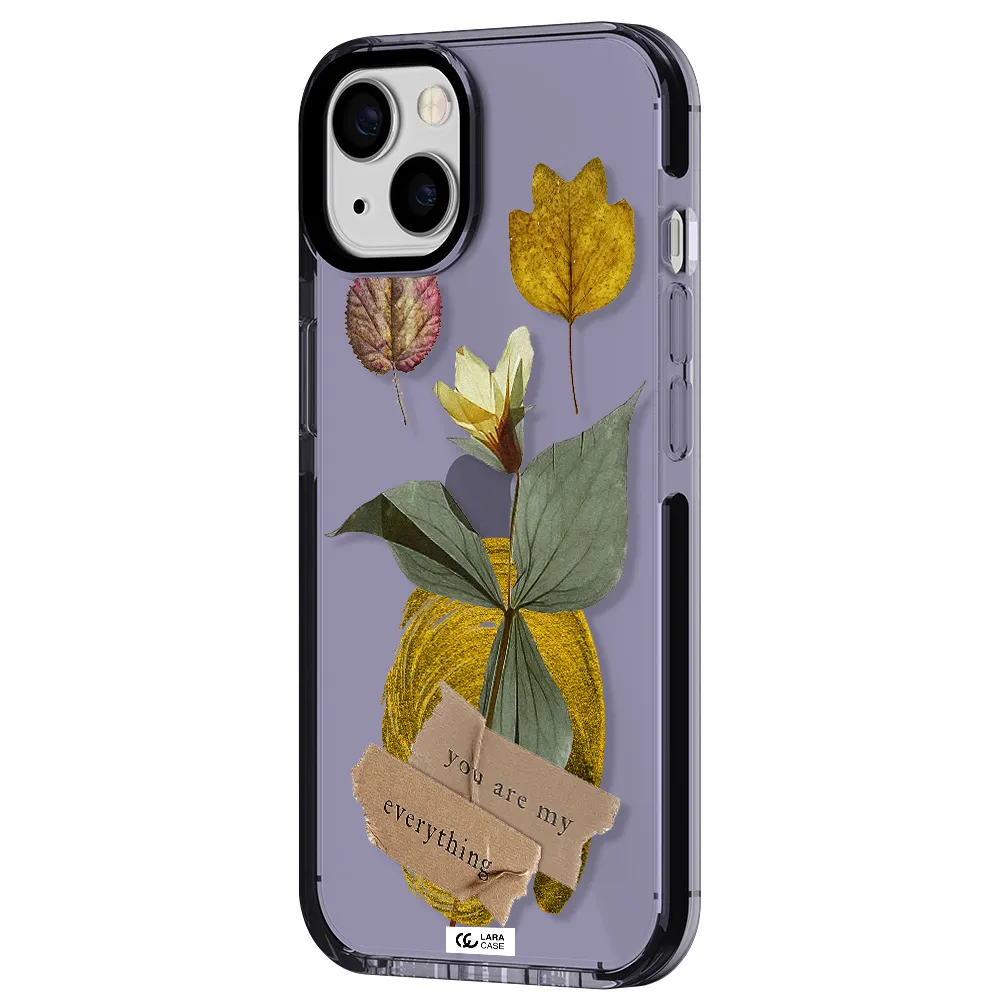 a flower with leaves and a box Apple iPhone 13 impact Lilac Case