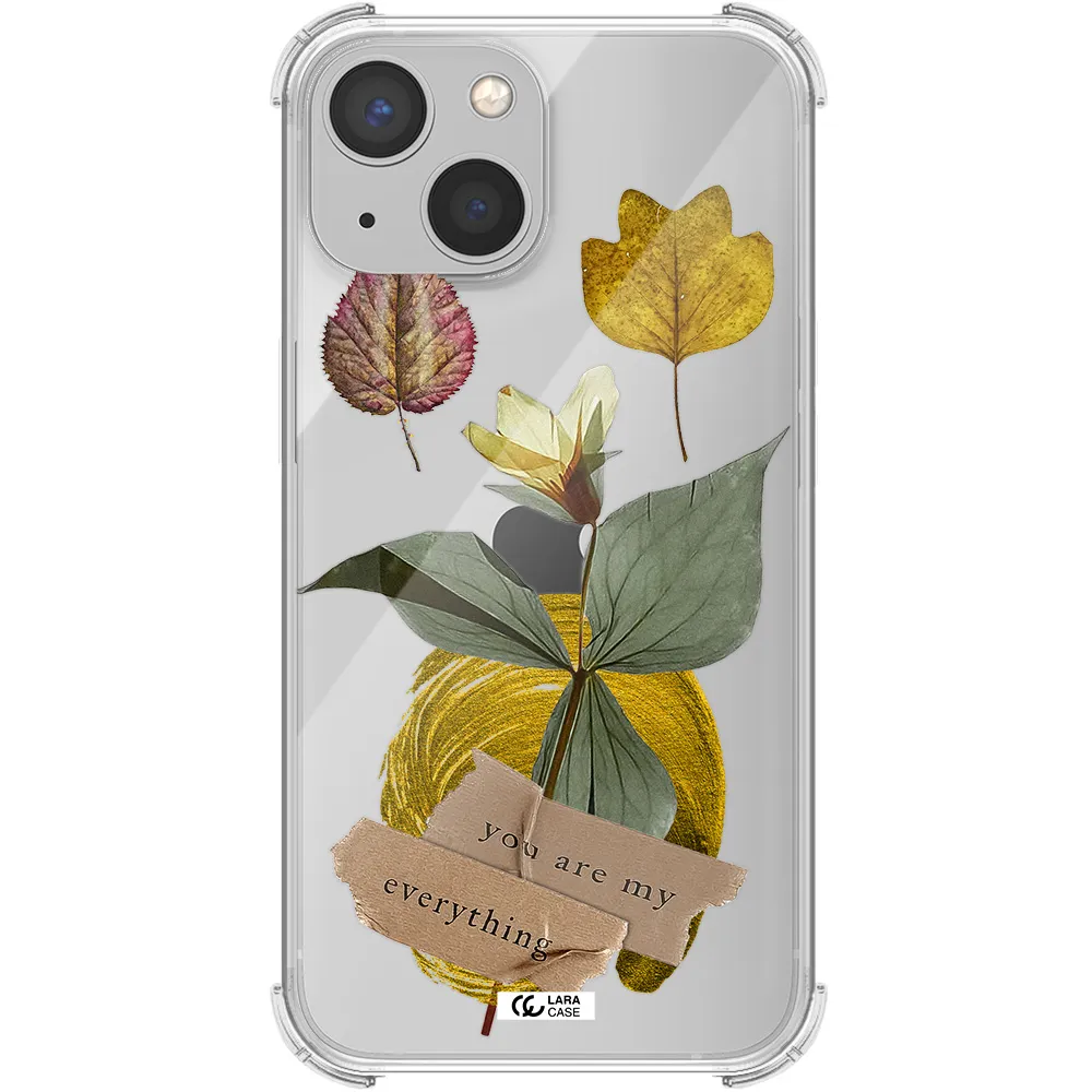 a flower with leaves and a box Apple iPhone 13 mini Clear PC Case