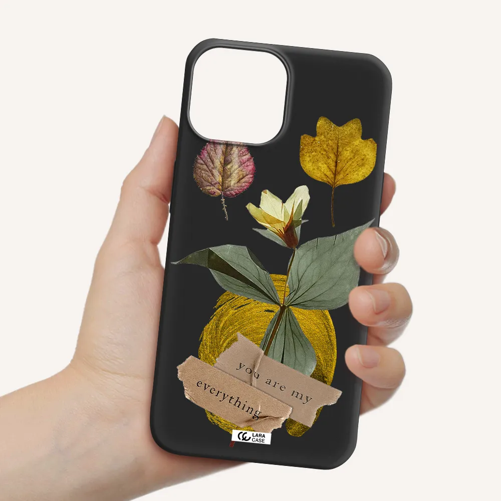 a flower with leaves and a box Apple iPhone 13 mini Silicone black Case
