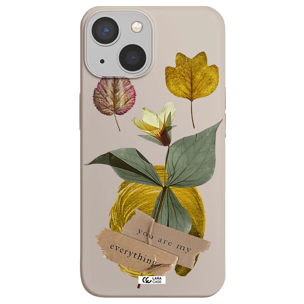 a flower with leaves and a box Apple iPhone 13 mini Silicone Stone Case