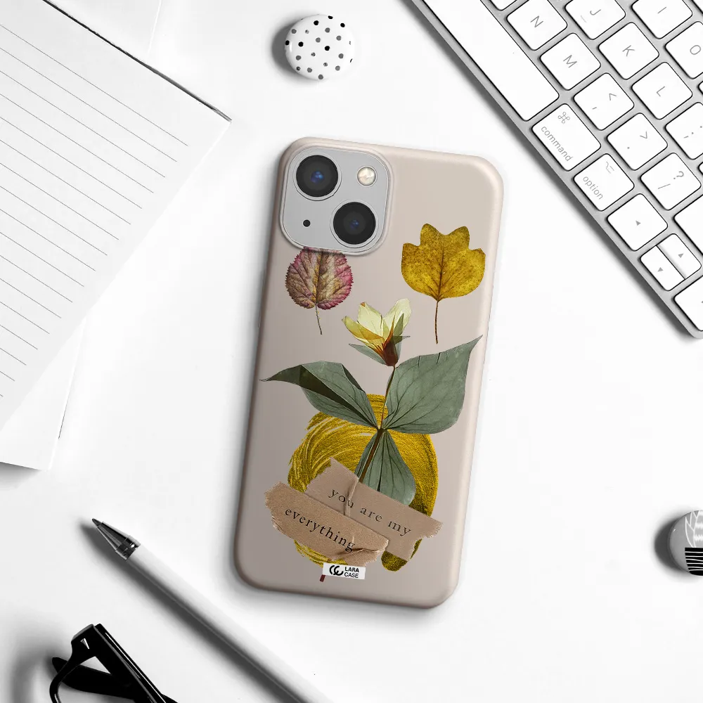 a flower with leaves and a box Apple iPhone 13 mini Silicone Stone Case