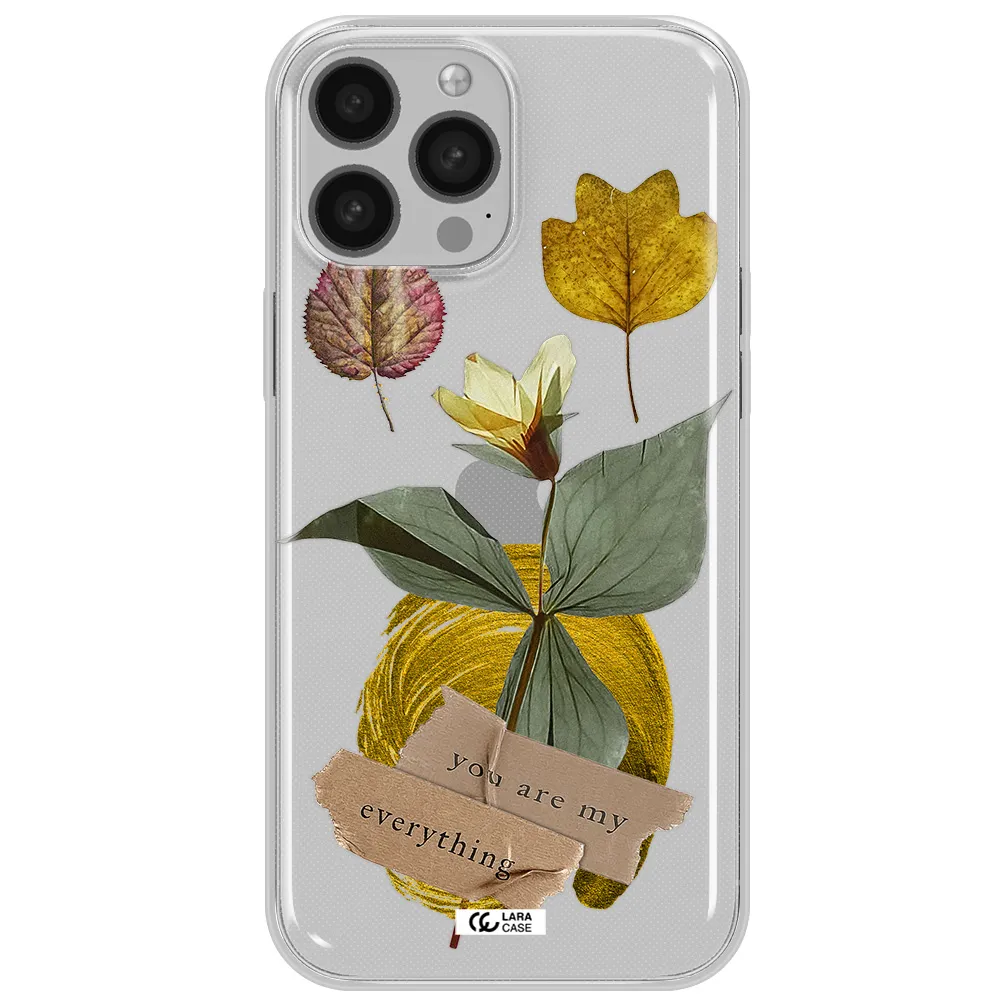 A Flower With Leaves And A Box Apple Iphone 13 Pro Clear Tpu Case