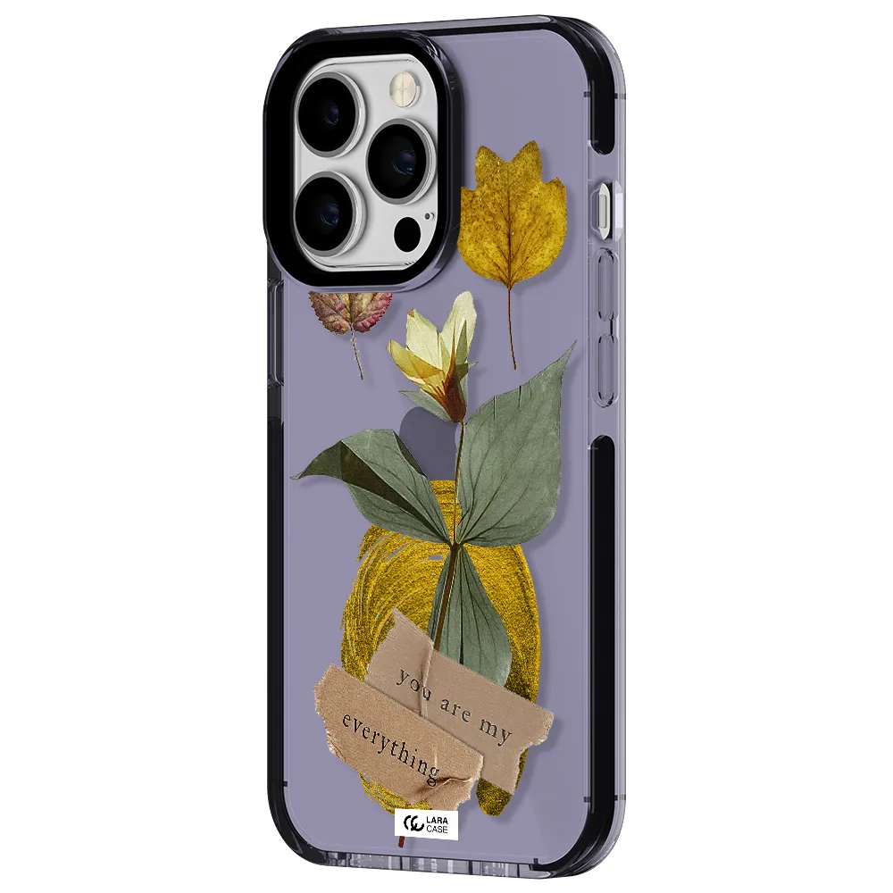 a flower with leaves and a box Apple iPhone 13 Pro impact Lilac Case