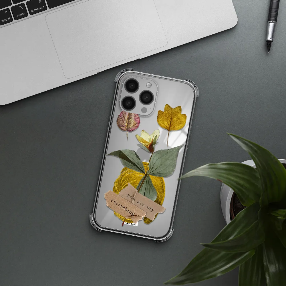 a flower with leaves and a box Apple iPhone 13 Pro Max Clear PC Case