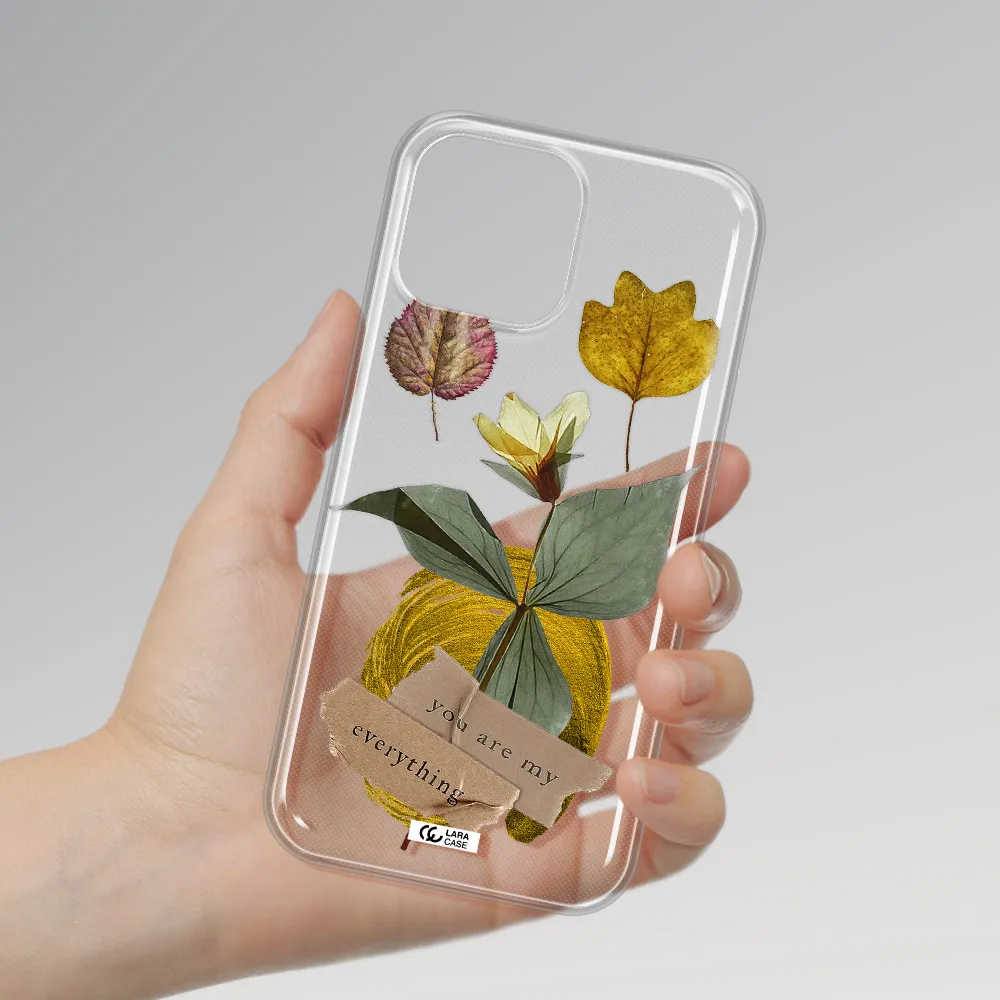 A Flower With Leaves And A Box Apple Iphone 13 Pro Max Clear Tpu Case