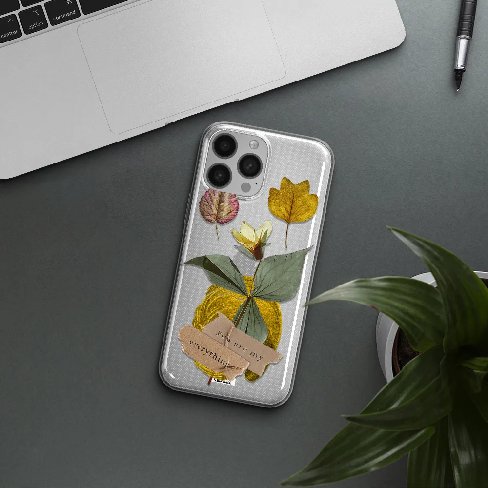 A Flower With Leaves And A Box Apple Iphone 13 Pro Max Clear Tpu Case