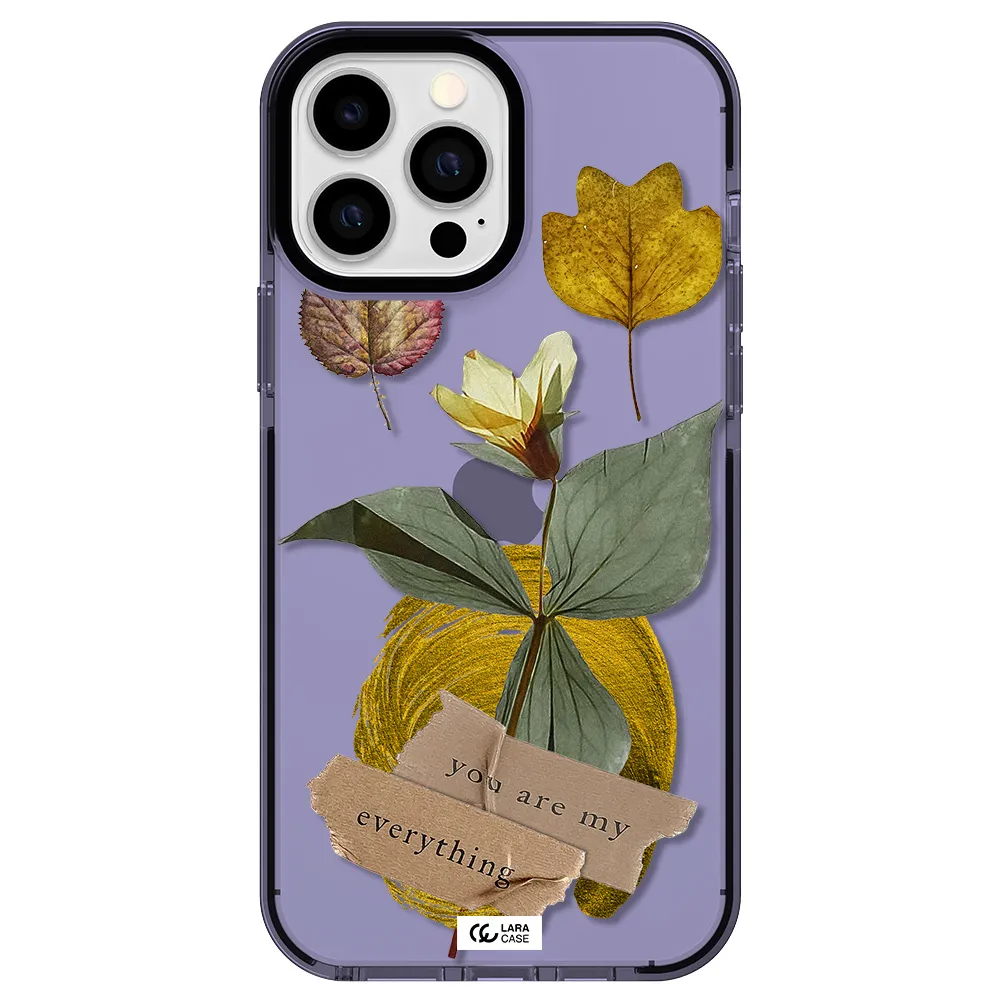 a flower with leaves and a box Apple iPhone 13 Pro Max impact Lilac Case