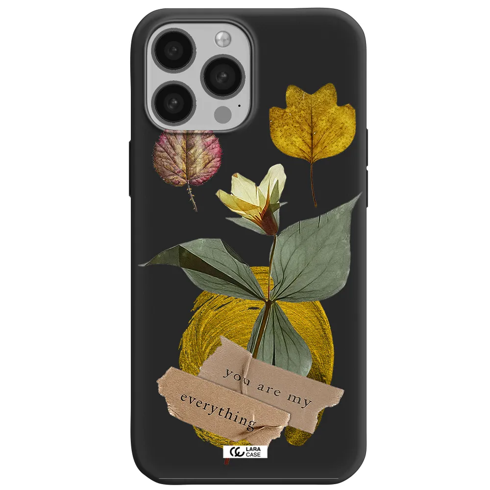 a flower with leaves and a box Apple iPhone 13 Pro Max Silicone black Case