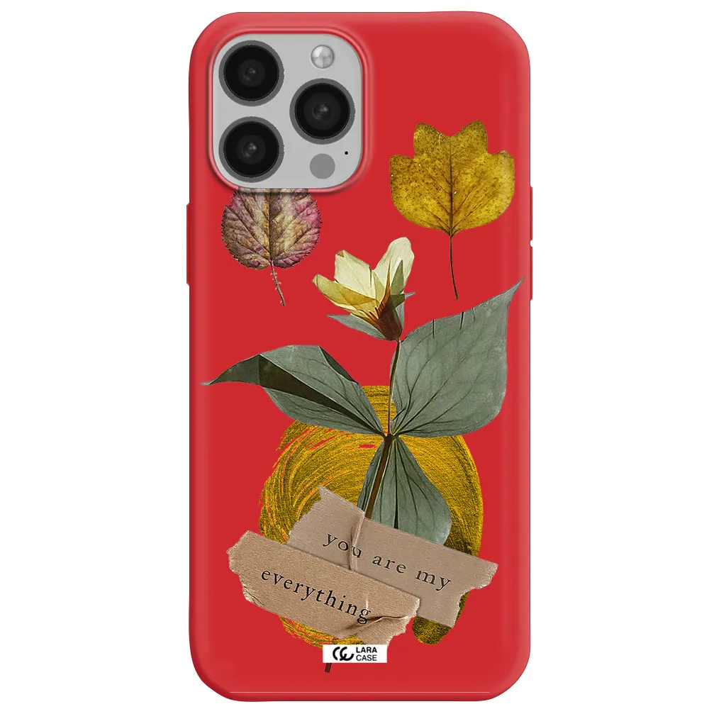 a flower with leaves and a box Apple iPhone 13 Pro Max Silicone Imperial Red Case