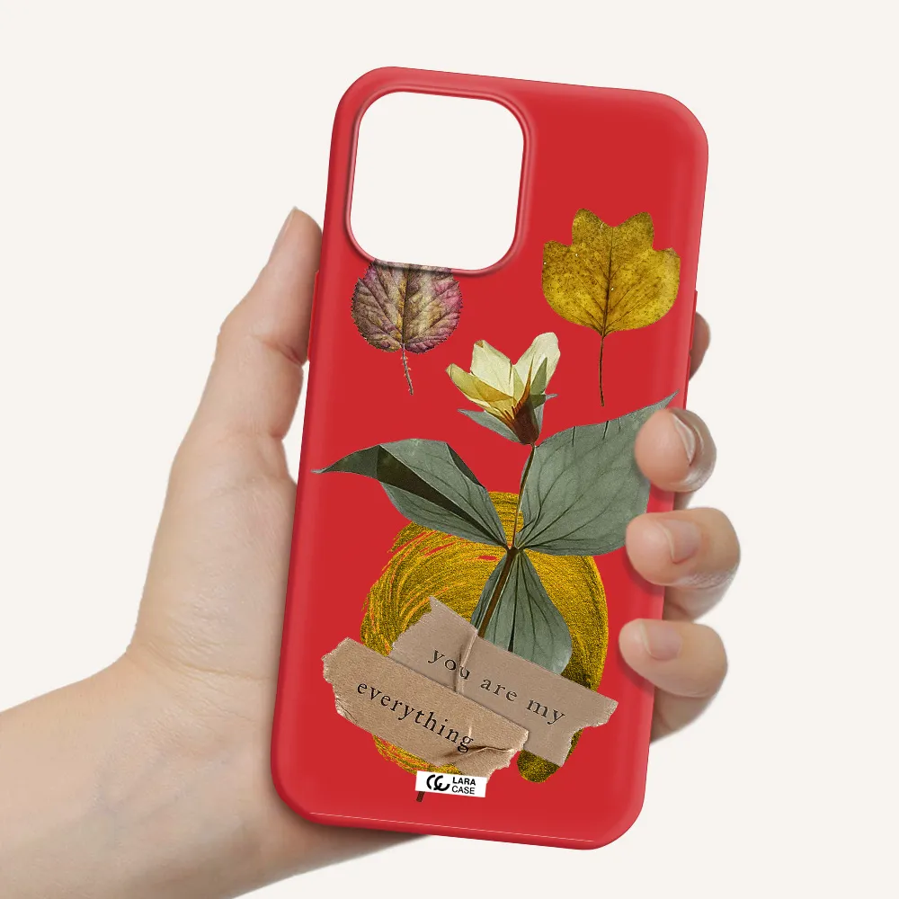 a flower with leaves and a box Apple iPhone 13 Pro Max Silicone Imperial Red Case