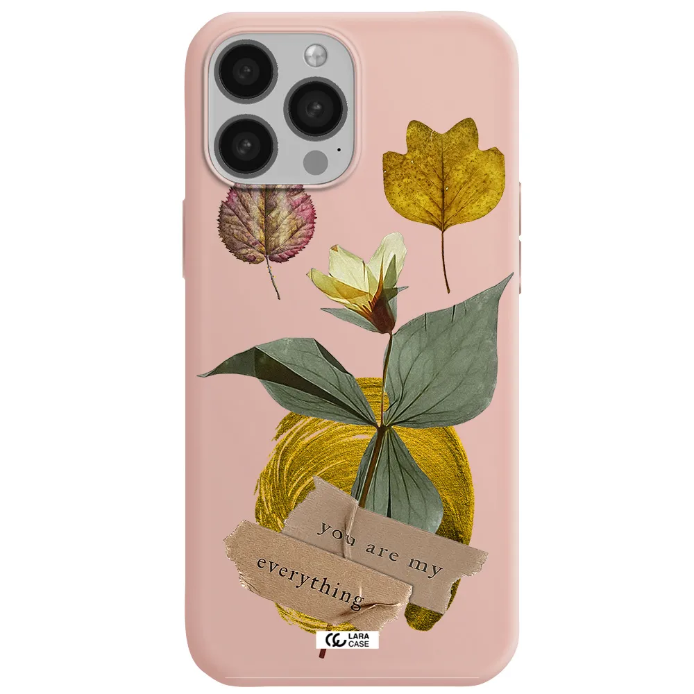 a flower with leaves and a box Apple iPhone 13 Pro Silicone pastel pink Case