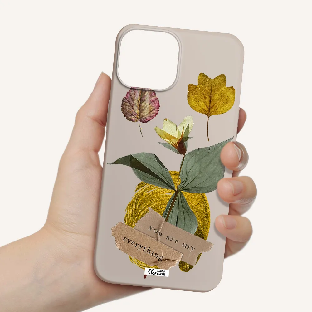a flower with leaves and a box Apple iPhone 13 Silicone Stone Case