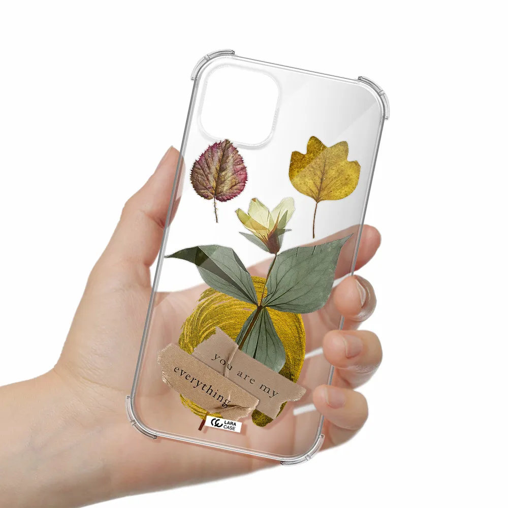 a flower with leaves and a box Apple iPhone 14 Clear PC Case