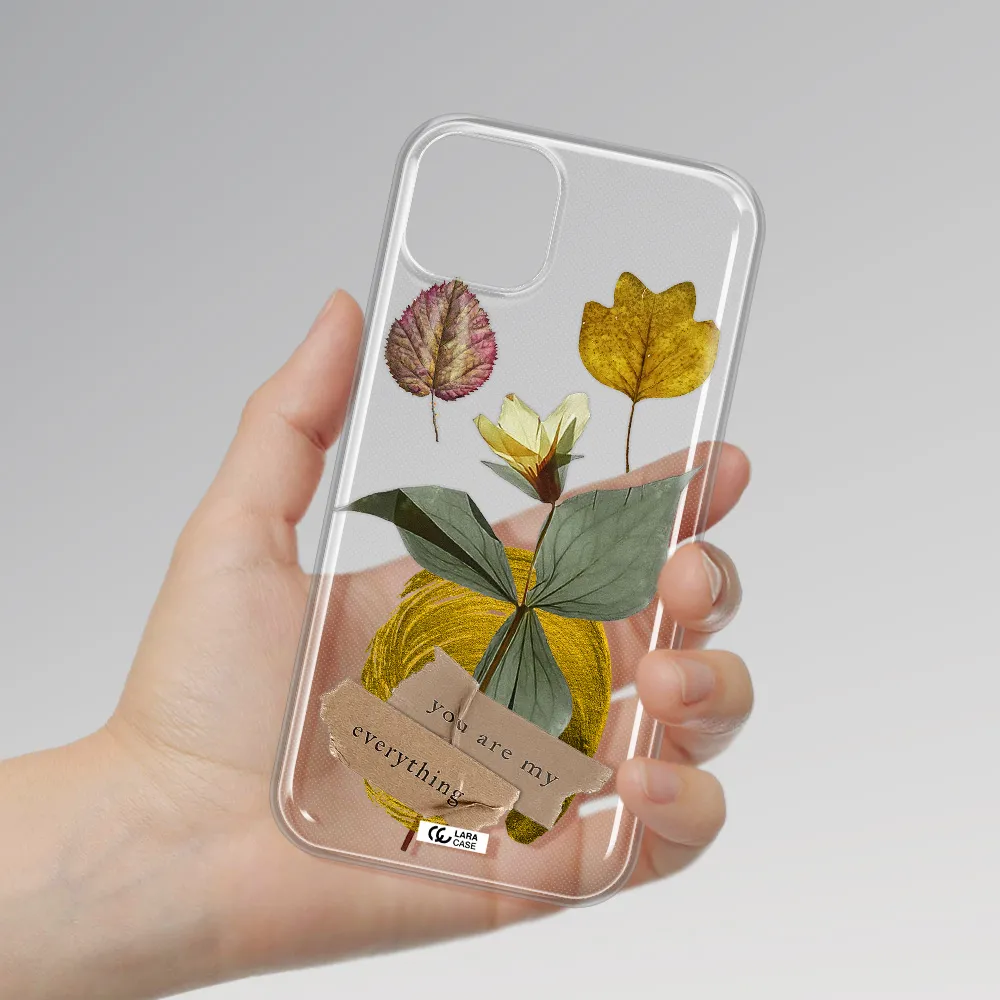 A Flower With Leaves And A Box Apple Iphone 14 Clear Tpu Case