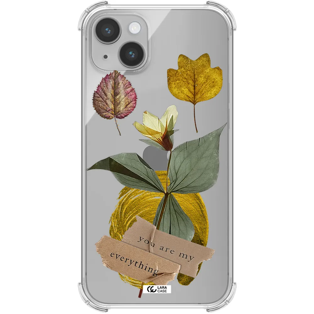 a flower with leaves and a box Apple iPhone 14 plus Clear PC Case