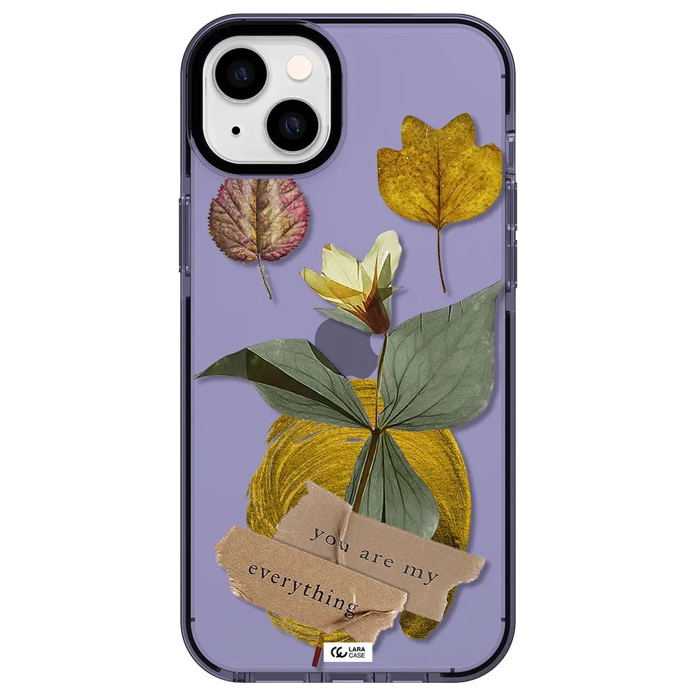 a flower with leaves and a box Apple iPhone 14 plus impact Lilac Case