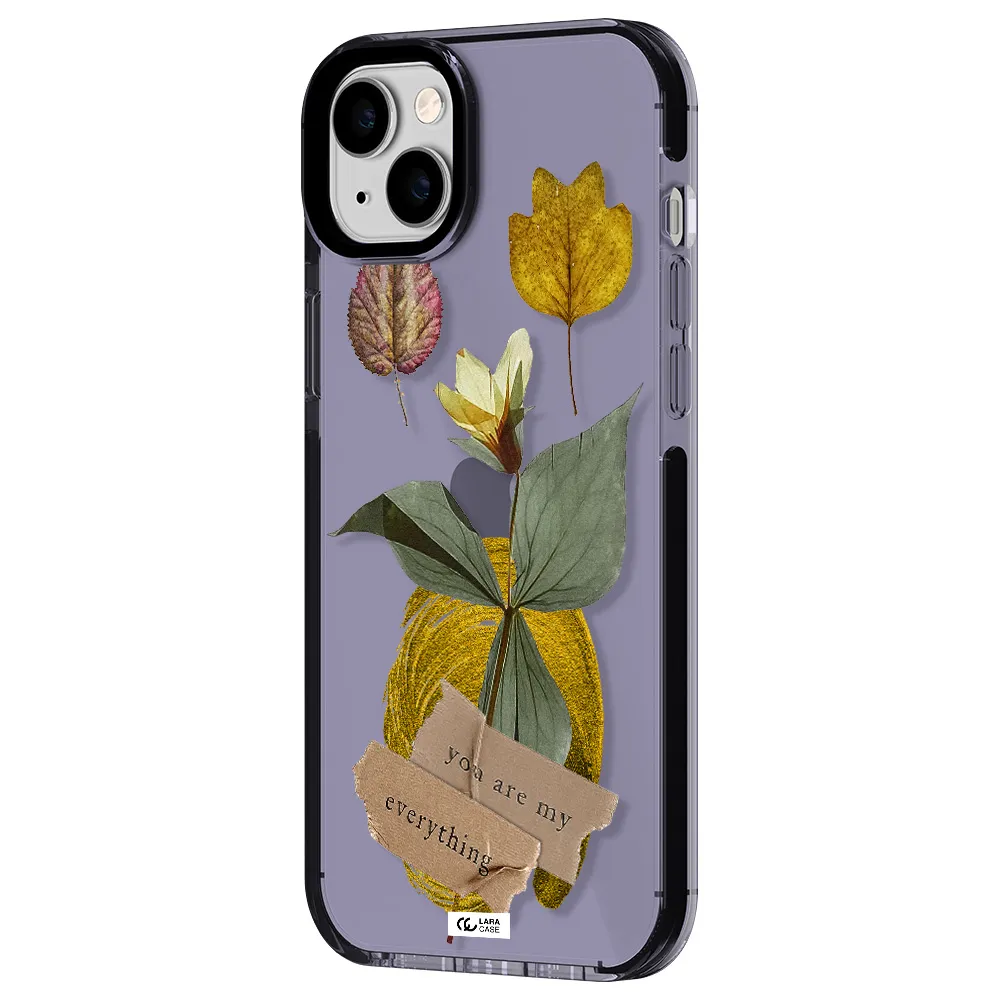 a flower with leaves and a box Apple iPhone 14 plus impact Lilac Case