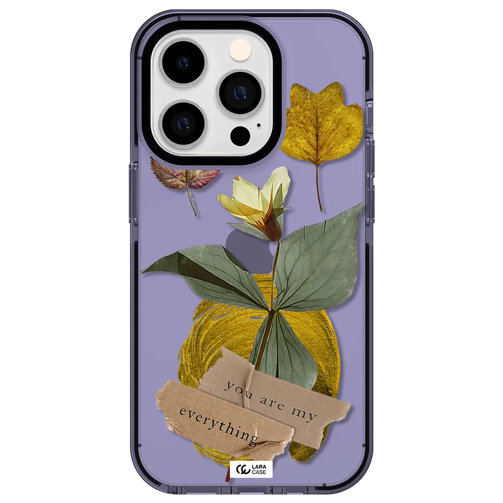 a flower with leaves and a box Apple iPhone 14 pro impact Lilac Case