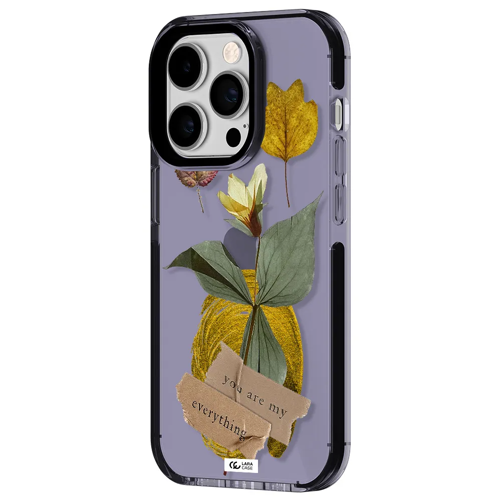 a flower with leaves and a box Apple iPhone 14 pro impact Lilac Case