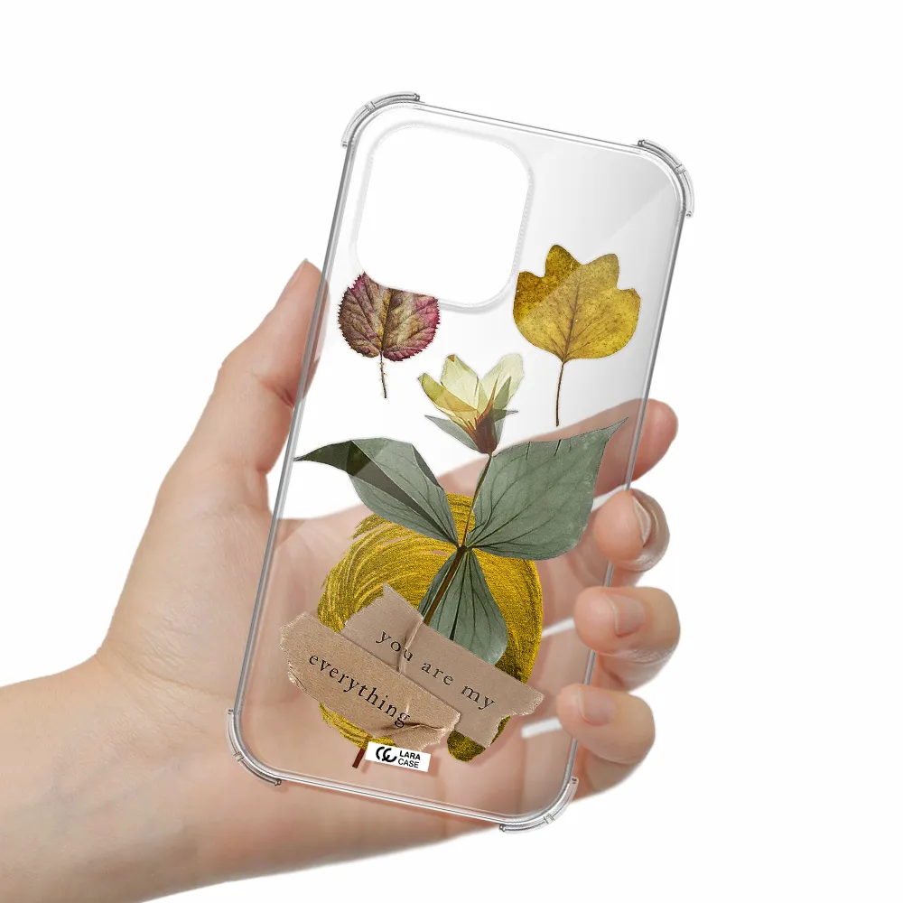 a flower with leaves and a box Apple iPhone 14 pro max Clear PC Case