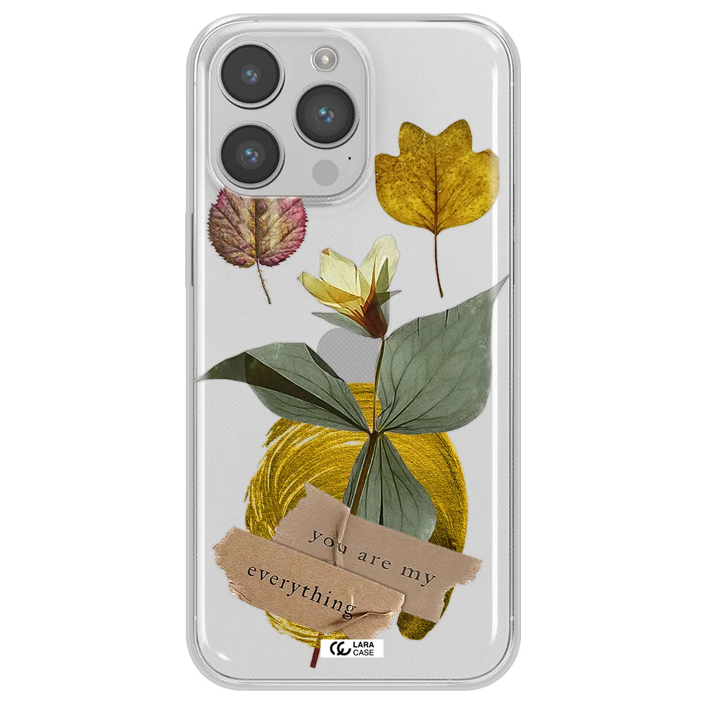 A Flower With Leaves And A Box Apple Iphone 14 Pro Max Clear Tpu Case
