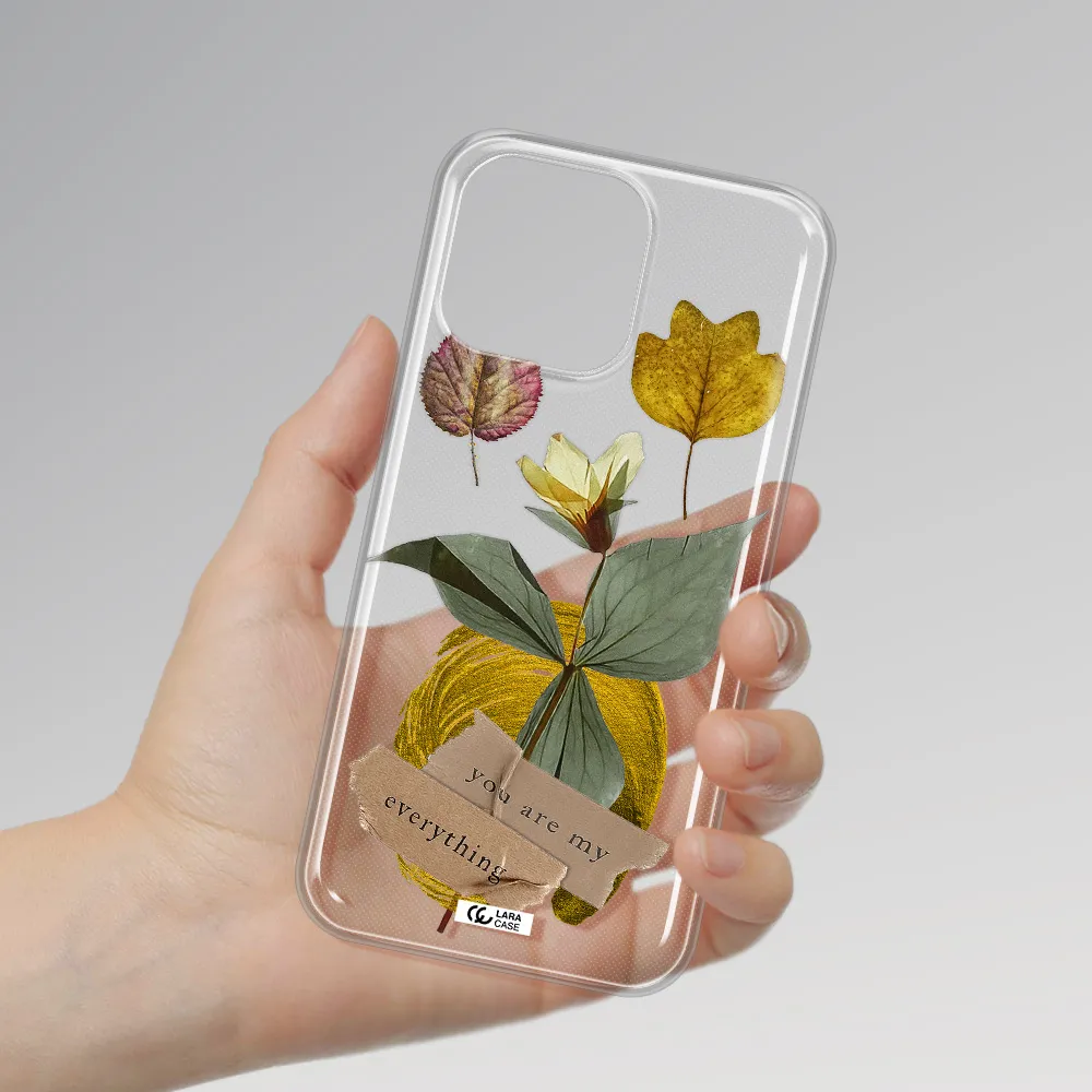 A Flower With Leaves And A Box Apple Iphone 14 Pro Max Clear Tpu Case