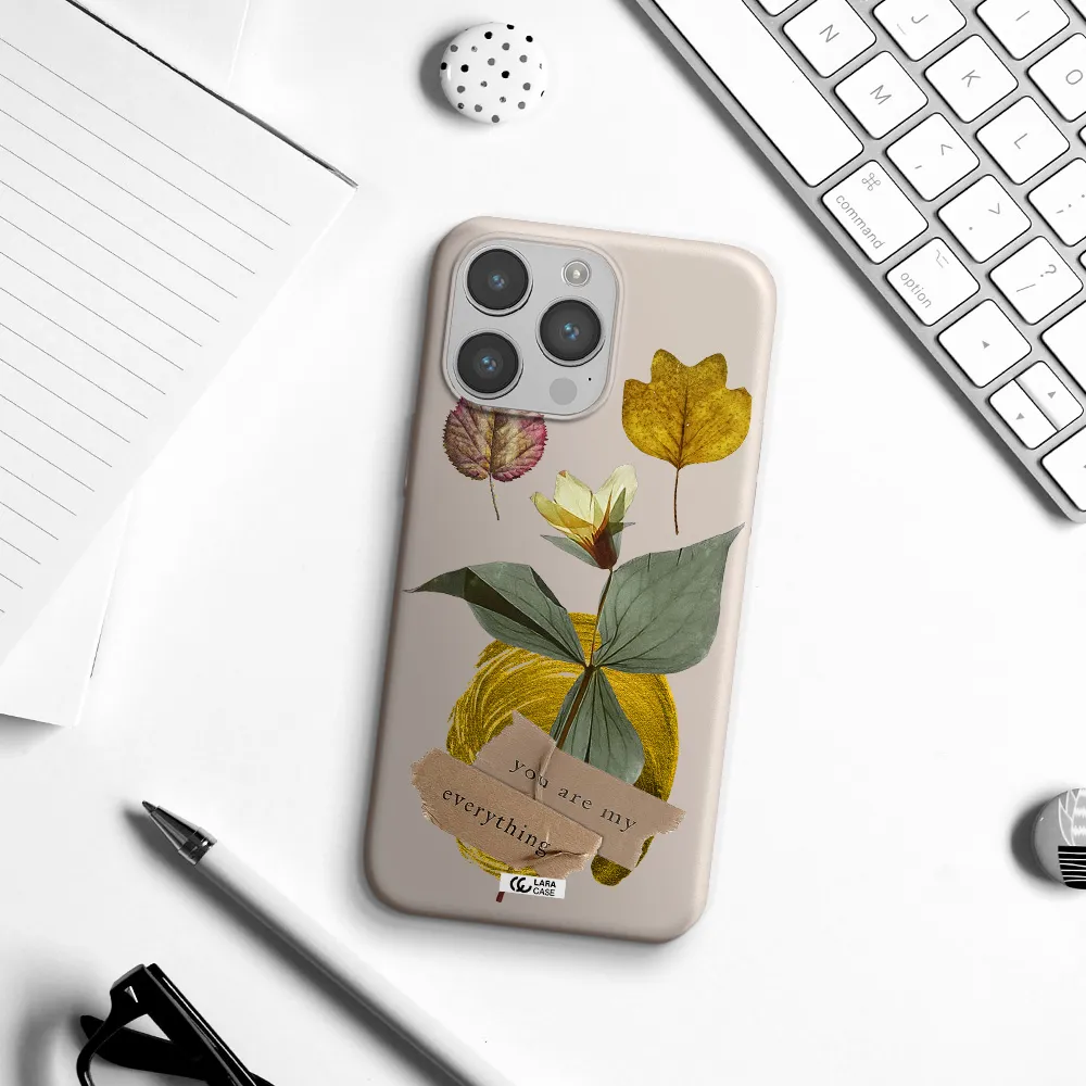 a flower with leaves and a box Apple iPhone 14 pro max Silicone Stone Case
