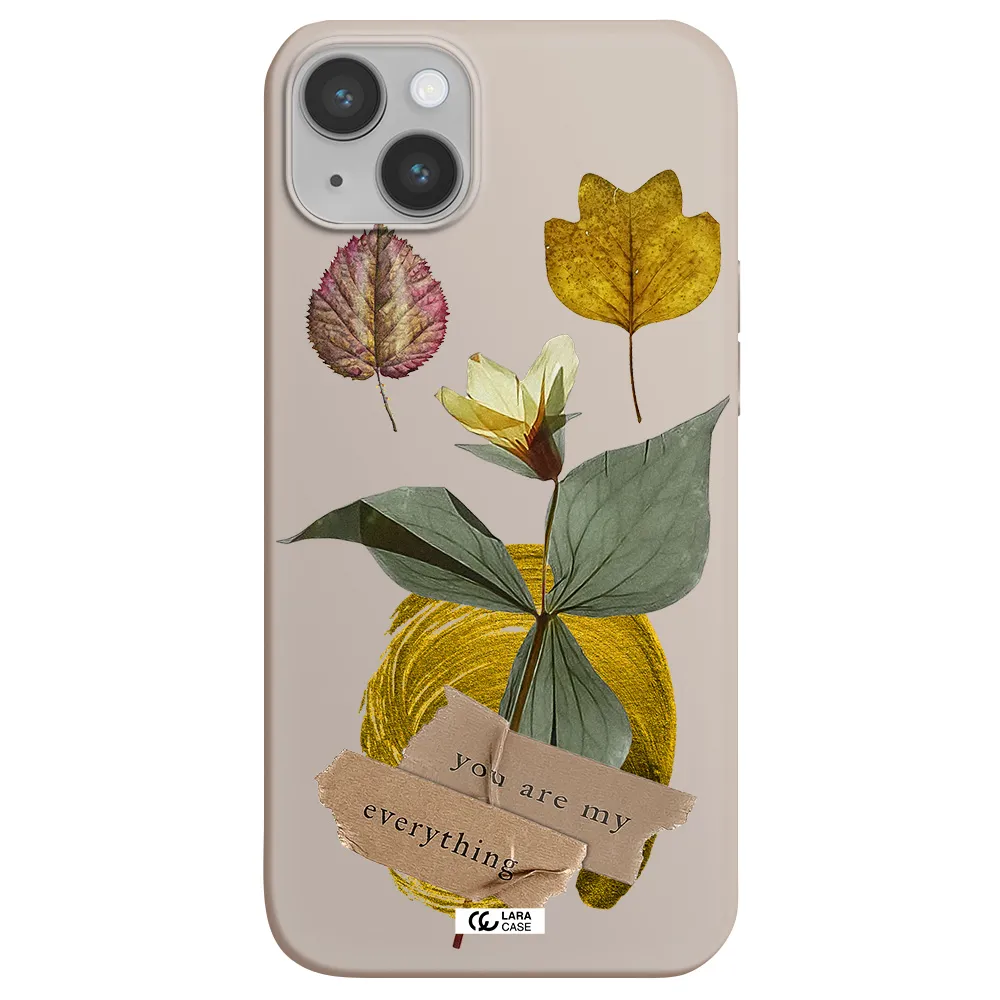 a flower with leaves and a box Apple iPhone 14 Silicone Stone Case